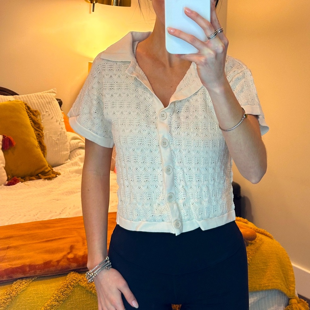 Women's Cream Button-Up Top